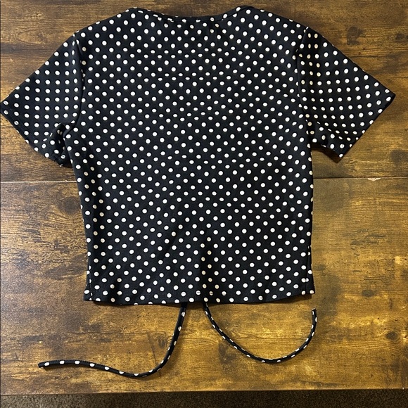 Revamped Black and White Polka Dot Crop Top - Picture 3 of 3